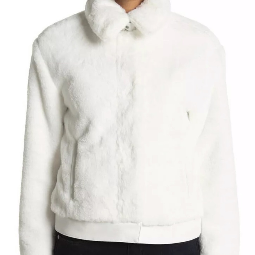 Bagatelle faux fur Jacket, Ivory Size Medium NWT.